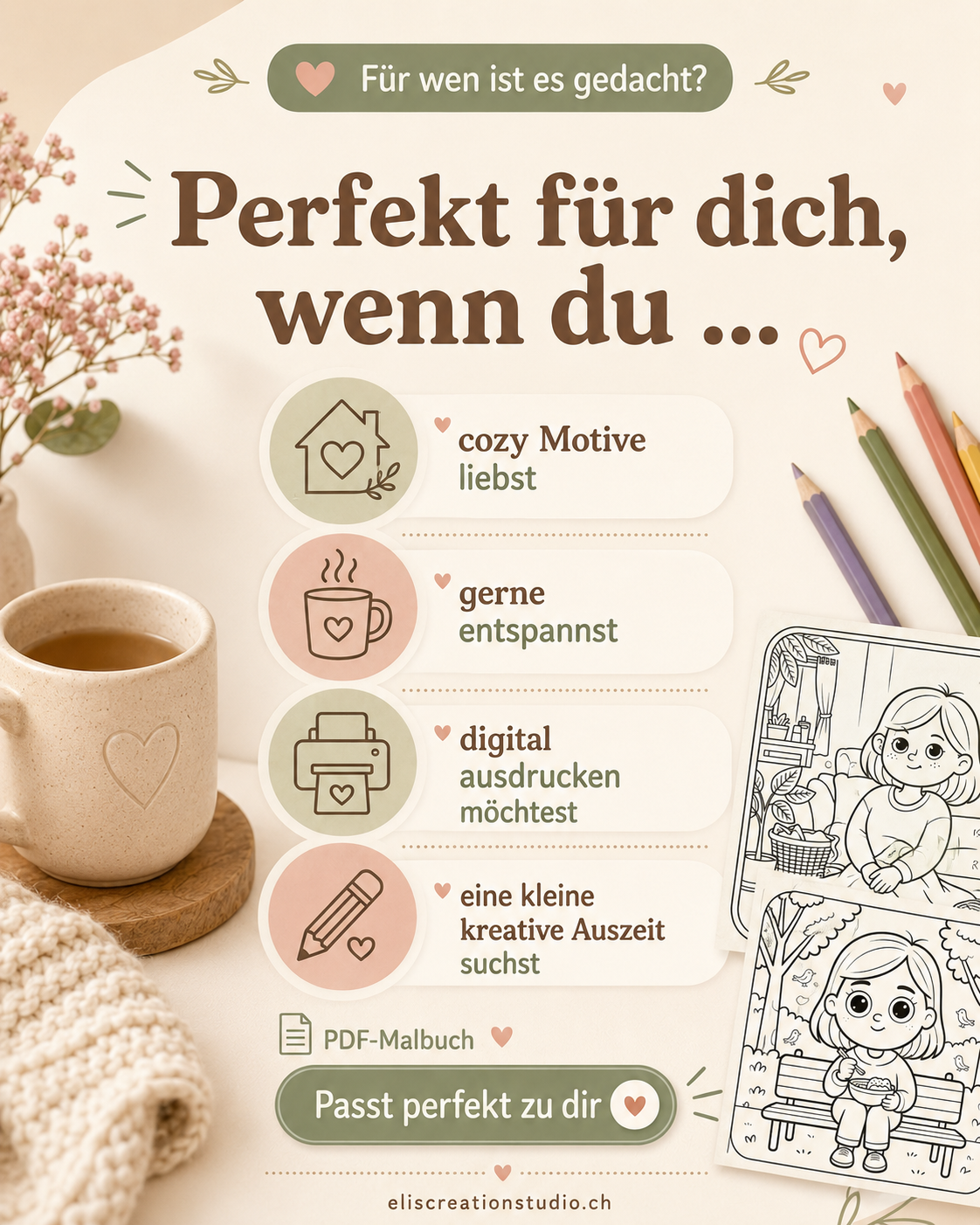 Eli's Cozy Little Life - Cozy Coloring Book PDF Malbuch für Erwachsene – Bild 3