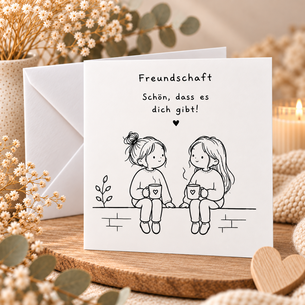 Grusskarte, Schön, dass es dich gibt, quadratisch, Faltkarte