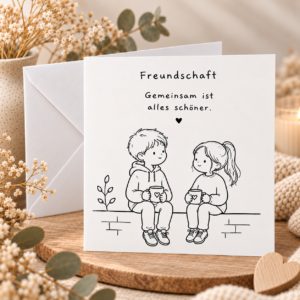Gemeinsam ist alles schöner, Freundschaft, Faltkarte, quadratisch
