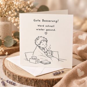 Gute Besserung, Genesungskarte, Junge, Faltkarte, quadratisch