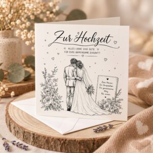 Glückwunsch zur Hochzeit, quadratisch, Faltkarte