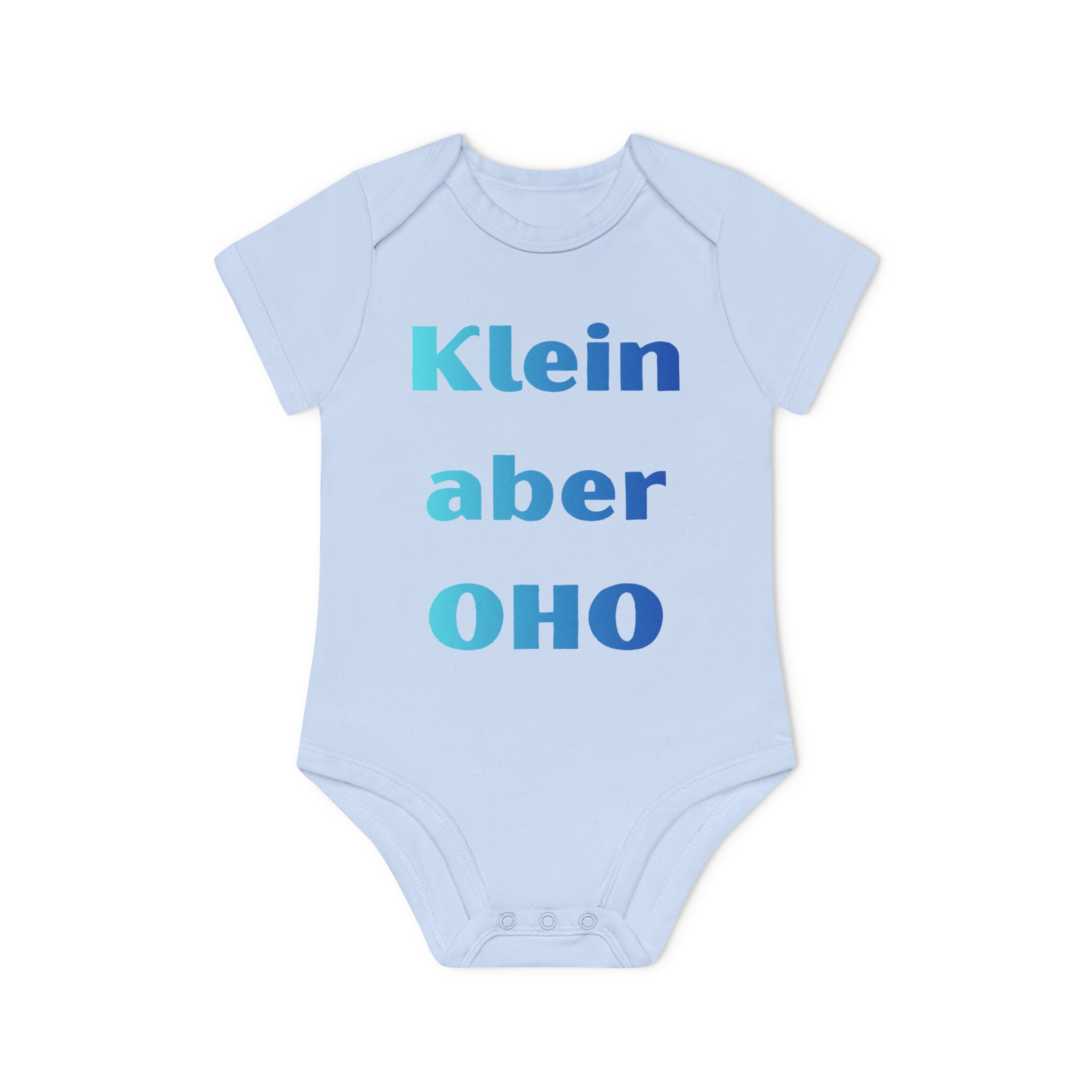 Baby Body "Klein aber Oho" – Blockschrift Blau-Türkis – Bild 7