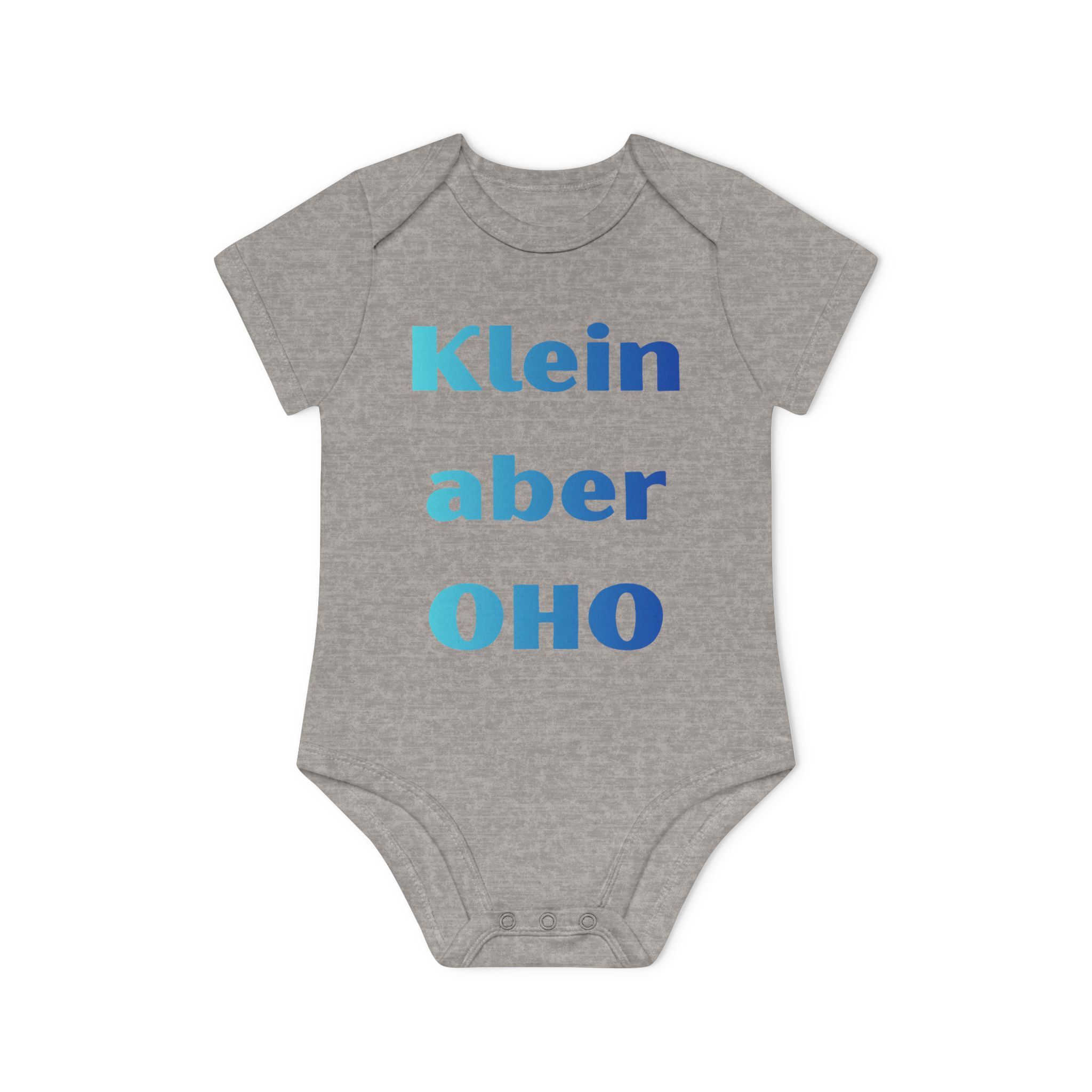 Baby Body "Klein aber Oho" – Blockschrift Blau-Türkis – Bild 4